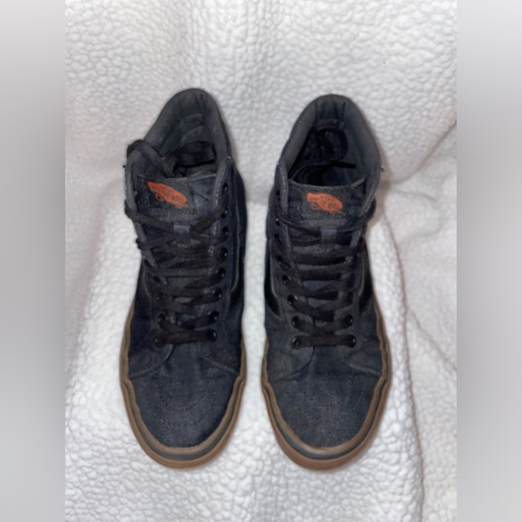 VANS HIGH TOP BLACK JEAN WITH TAN SOLE SIZE 6.5 : Preowned - Picture 5 of 10